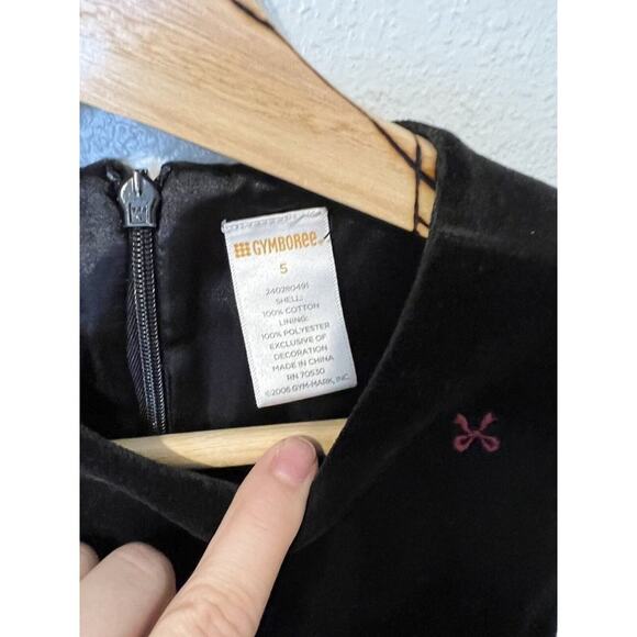 Gymboree Girls Black Velvet Holiday Portrait Dress Size 5 Red Bows Special - Picture 3 of 5